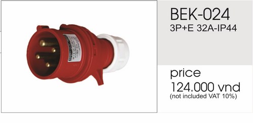 Giá phích cắm công nghiệp 4 chấu 32A không kín nước BEK-024