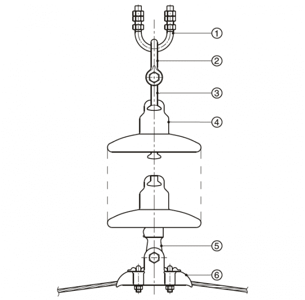 Chuỗi đỡ đơn cho dây ACSR, AAC - 70KN