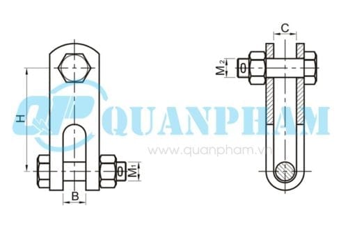 Bản treo thẳng góc kép Clevis Tongue (type BT2) 3