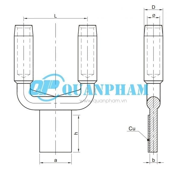Cosse ep chuyen tiep 2 day dan SSSY Compression 0 Cu-Al Transition Connectors for Double Conductors (Type SSYG, Compression, 0°)