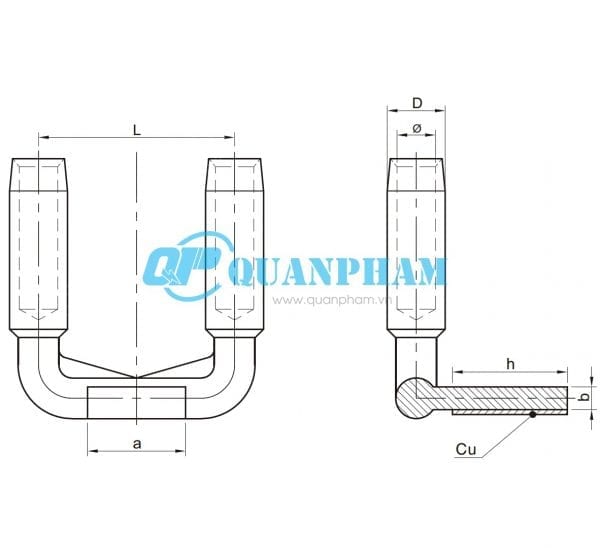 Bản vẽ kỹ thuật Cosse ép chuyển tiếp đồng-nhôm 2 dây dẫn type SSYG, compression 90° Bản vẽ kỹ thuật Cosse ép chuyển tiếp đồng-nhôm 2 dây dẫn type SSYG, compression 90°
