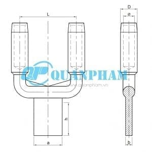 Bản vẽ kỹ thuật Cosse ép chuyển tiếp 2 dây dẫn SSY Compression 0°