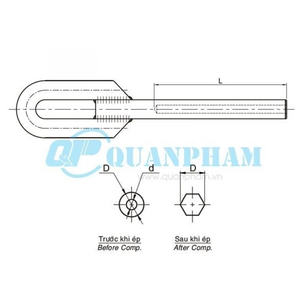 Khóa néo ép cho dây chống sét Dead-end Clamps for Ground Wire (type NY - compression) 1 Dead-end Clamps for Ground Wire (type NY - compression)