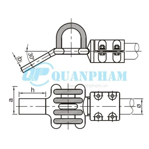 Bản vẽ kỹ thuật nối thanh cái (MGS - 30°) (Ảnh: quanpham)