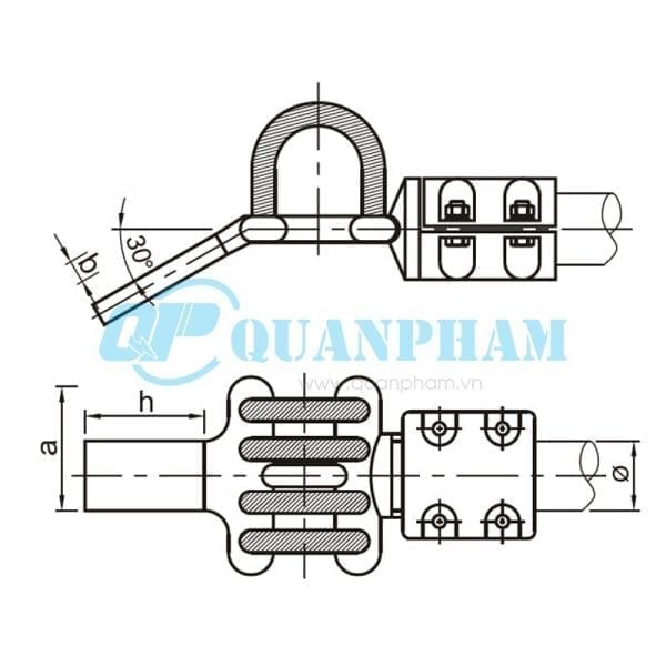 Bản vẽ kỹ thuật nối thanh cái (MGS - 30°) (Ảnh: quanpham)
