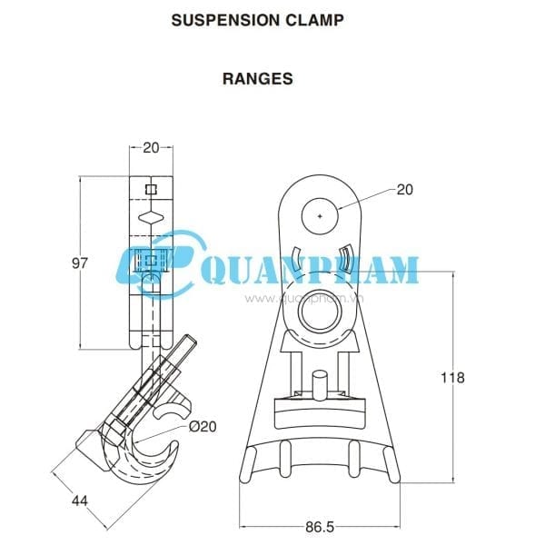 SUSPENSION CLAMP LOW VOLTAGE