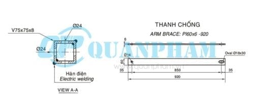 đà lệch 2.4m và thanh chống Crossarm Brace For Distribution Line 3