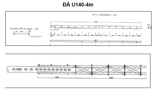 Bộ đà thép đỡ máy biến thế U140