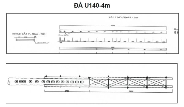 Bộ đà thép đỡ máy biến thế U140