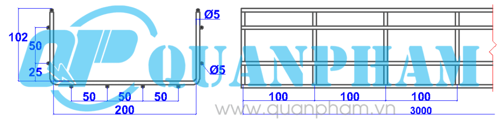 Wire mesh cable tray 100x200x5mm