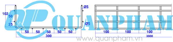 Máng cáp dạng lưới 100x300x5mm