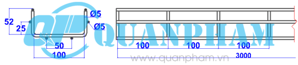 Wire mesh cable tray 50x100x5mm